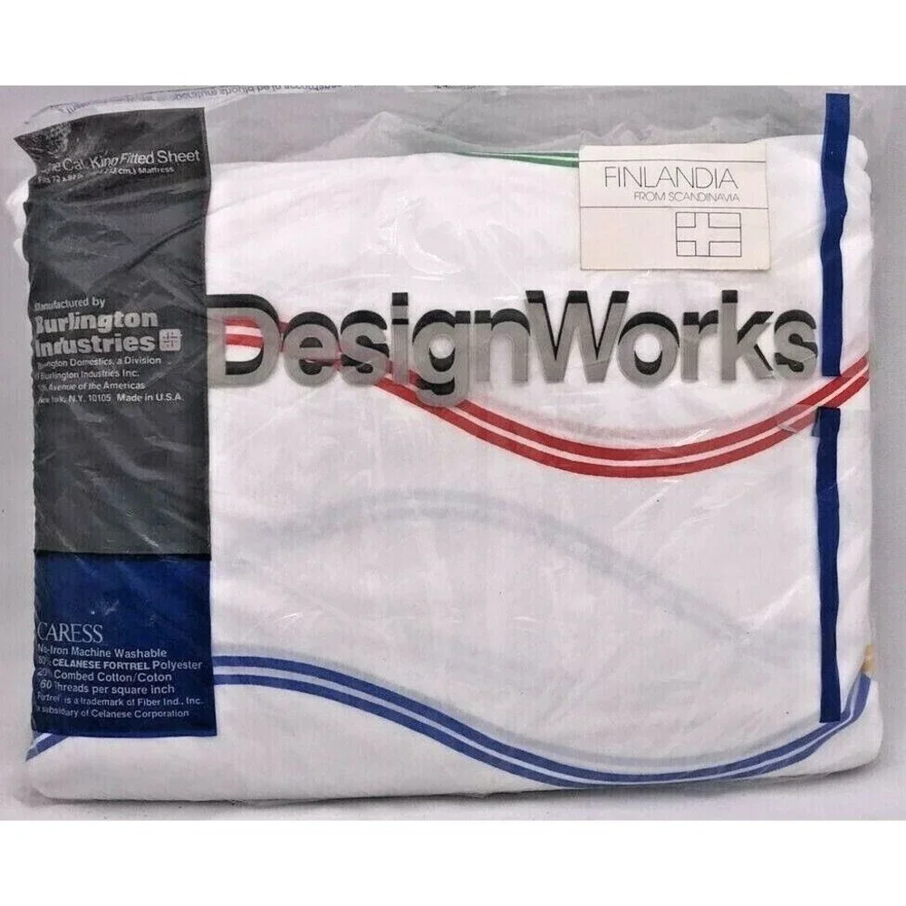 Vintage Burlington Industries Design Works California King Fitted Sheet